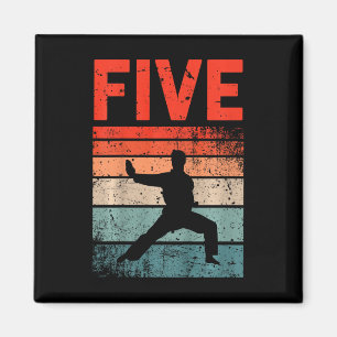 Kids 5th Birthday Karate Fighter 5 Year Old Girls Magnet