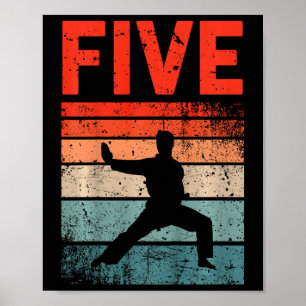 Kids 5th Birthday Karate Fighter 5 Year Old Girls Poster
