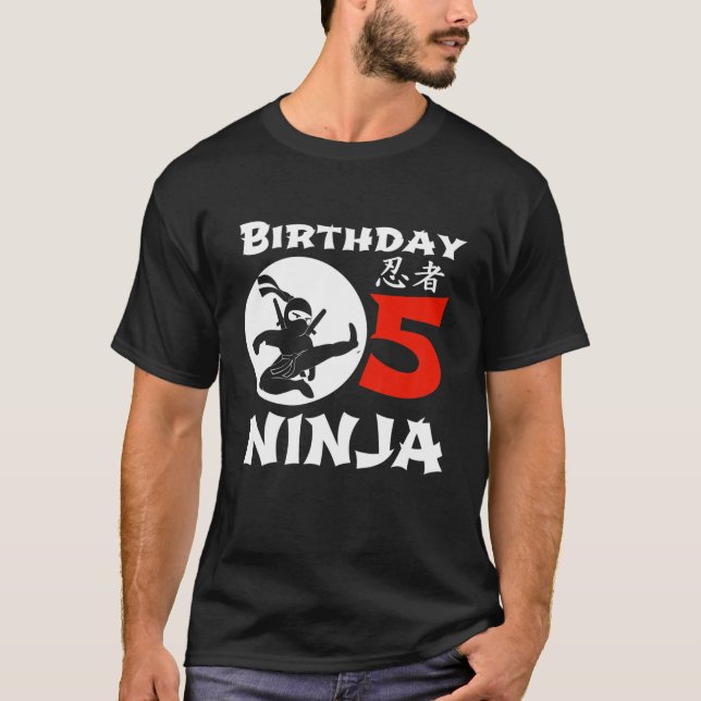 Kids 5Th Birthday Ninja Boys Five Year Old Gift T-Shirt (Front)