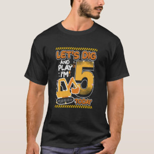 Kids 5th Birthday of Boy Construction & Excavator T-Shirt