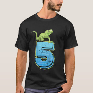 Kids 5th Birthday Party Lizard Pet Reptile 5 Year T-Shirt