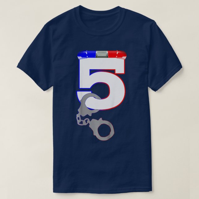 Kids 5th Birthday Police Officer Boys 5 Years  T-Shirt (Design Front)