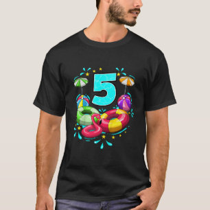 Kids 5th Birthday Pool Party 5 Years Old Beach Bal T-Shirt