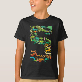 Kids 5th Birthday Reptiles Lizards Themed 5 Year  T-Shirt