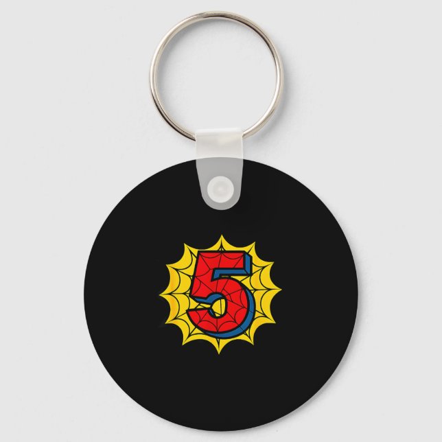 Kids 5th Birthday Sder Theme Party 5 Year Old Boys Key Ring (Front)