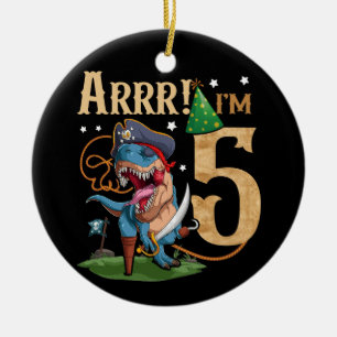Kids 5th Birthday Shirt Boy 5 Year Old Pirate T Re Ceramic Ornament