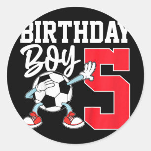 Kids 5th Birthday Shirt Boy Soccer Kids Footll Fiv Classic Round Sticker