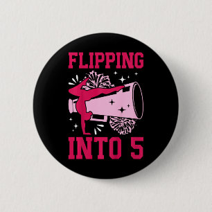 Kids 5th Cheer Birthday Party Five Year Old Cheerl 6 Cm Round Badge