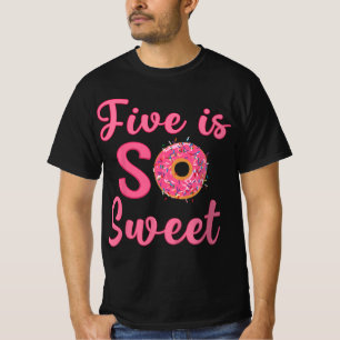 Kids 5th Donut Birthday Party Five Year Old Sweet T-Shirt