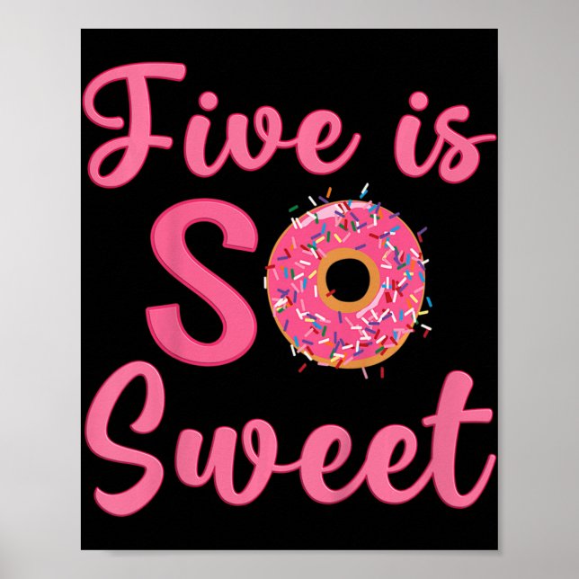 Kids 5th Doughnut Birthday Party Five Year Old Swe Poster (Front)