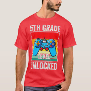 Kids 5th Grade Level Unlocked Back To School Video T-Shirt