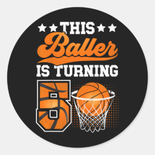 Kids 5th Sketll Birthday 5 Year Old Sketll Player Classic Round Sticker