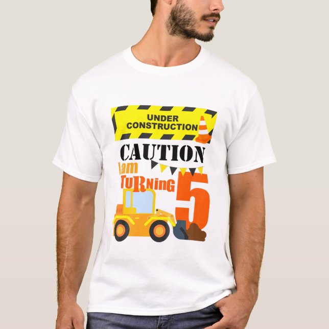 Kids 5Th Truck Themed Birthday Excavator Gift Age T-Shirt (Front)