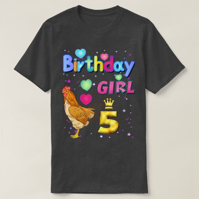 Kids 5Years Old Chicken Its my 5th birthday Girl C T-Shirt (Design Front)