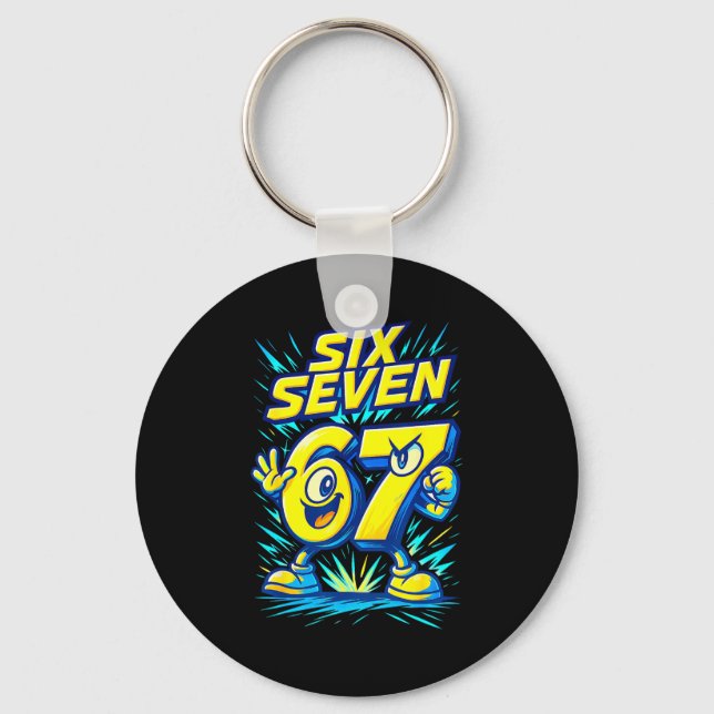 Kids 67 Six Seven Italian Brainrot 6 7 Funny Meme  Key Ring (Front)