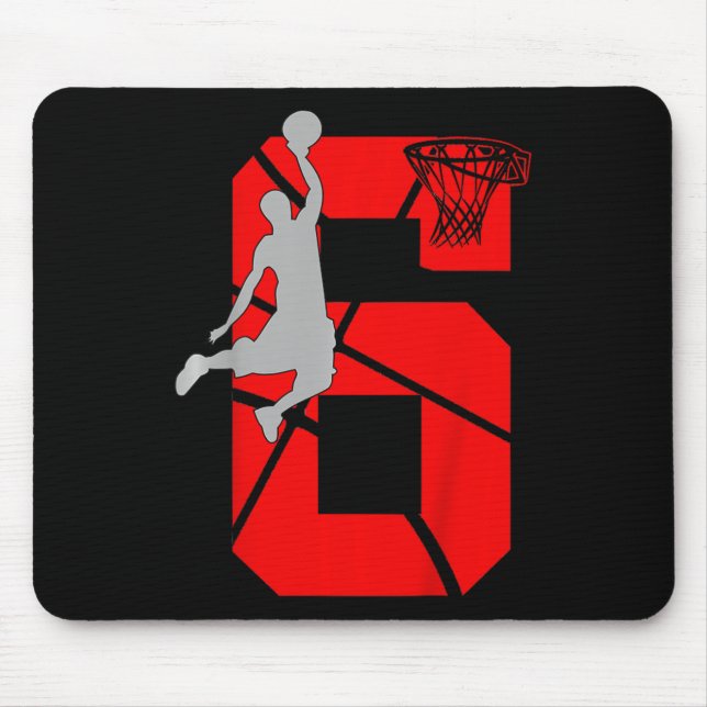 Kids 6 Year Old 6th Basketball Birthday PartyTheme Mouse Pad (Front)