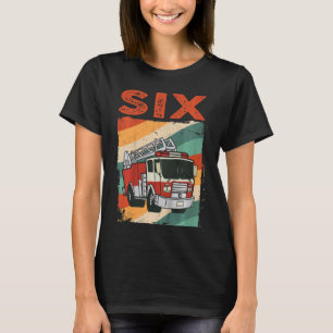Kids 6 Year Old 6th Birthday Boy Firefighter Fire T-Shirt