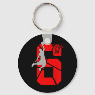 Kids 6 Year Old 6th Bysketbyll Birthday Partytheme Key Ring