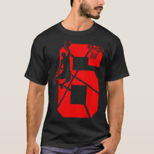Kids 6 Year Old 6th Bysketbyll Birthday Partytheme T-Shirt