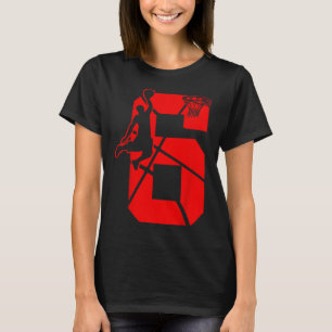 Kids 6 Year Old 6th Bysketbyll Birthday Partytheme T-Shirt