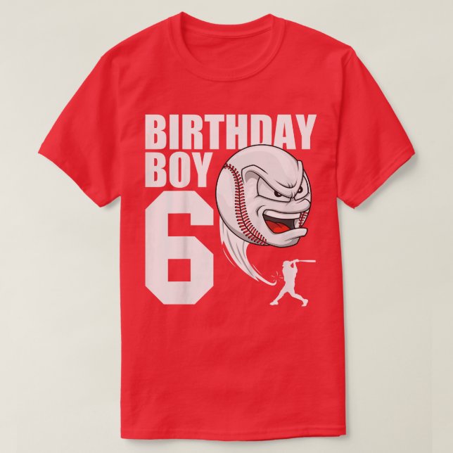 Kids 6 Year Old Baseball Birthday Party Theme 6th  T-Shirt (Design Front)