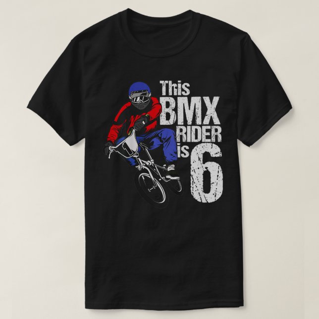 Kids 6 Year Old BMX Birthday Party Boys Dirt Bike  T-Shirt (Design Front)