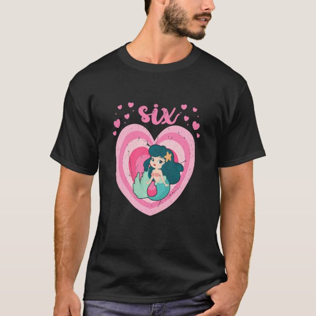 Kids 6 Year Old Cute Mermaid Birthday Girl 6th B D T-Shirt (Front)