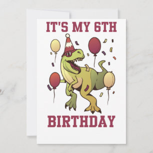 Kids 6 Year Old dinosaurs birthday 6th Party Boys Invitation
