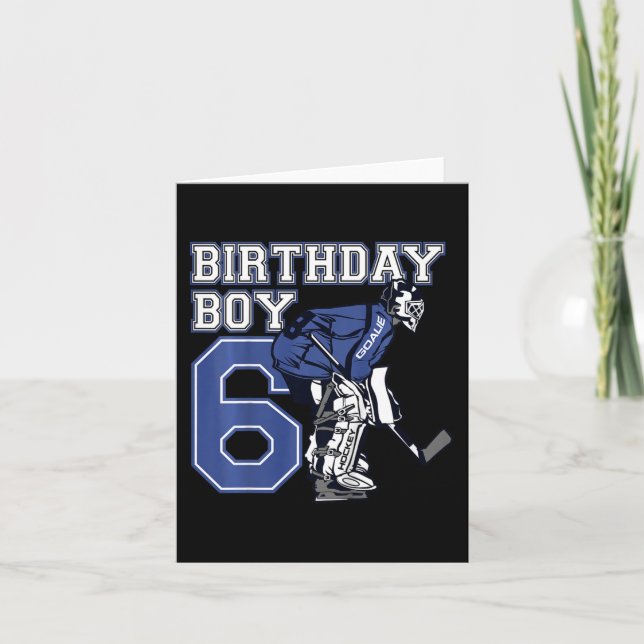 Kids 6 Year Old Ice Hockey Goalie Themed Birthday  Card (Front)