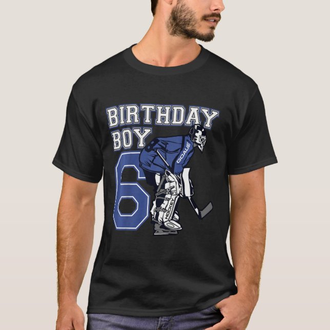 Kids 6 Year Old Ice Hockey Goalie Themed Birthday  T-Shirt (Front)