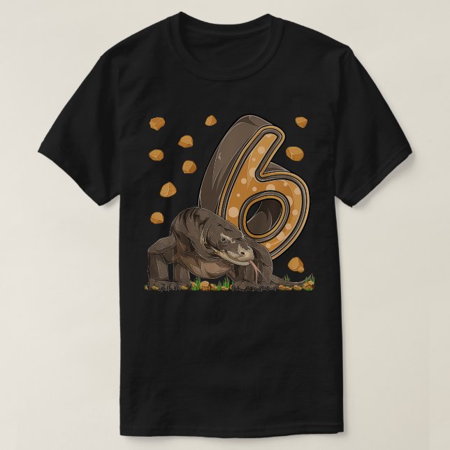 Kids 6 Year Old Komodo dragon Reptile 6th Birthday T-Shirt (Design Front)