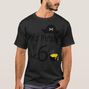 Kids 6 Year Old Pirate Birthday Party 6th Birthday T-Shirt