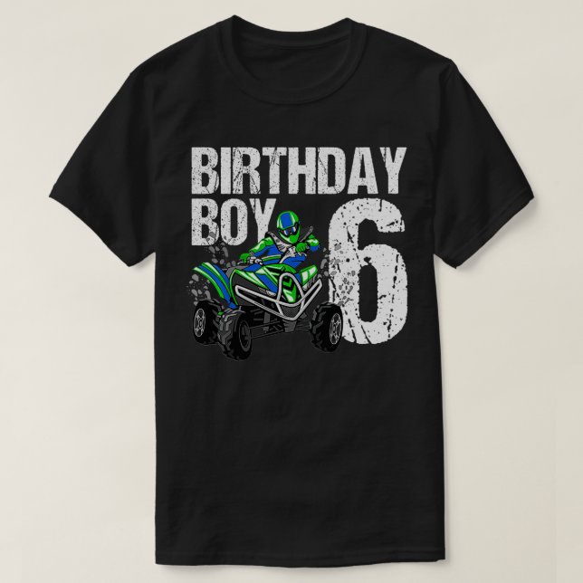 Kids 6 Year Old Quad Birthday Party Theme ATV 4 Wh T-Shirt (Design Front)
