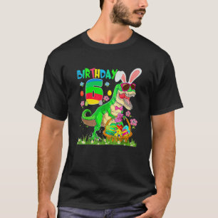 Kids 6 Year Old Rex Dinosaur Easter Bunny Egg 6Th T-Shirt