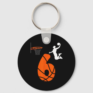 Kids 6 Year Old Slam Dunk Its My 6th Birthday Bask Key Ring