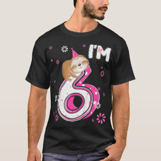 Kids 6 Year Old Sloth 6th Birthday Girl Party Anim T-Shirt