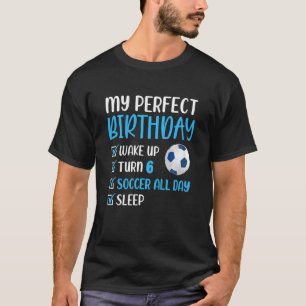 Kids 6 Year Old Soccer Birthday Party 6th Boy Foot T-Shirt
