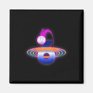 Kids 6 Year Old Space Basketball 6th Birthday Part Magnet