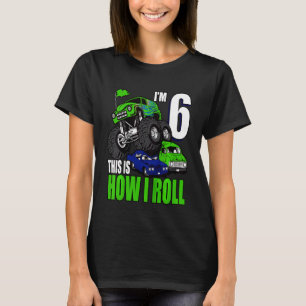 Kids 6 Years Old 6th Birthday Monster Trucks Boys T-Shirt