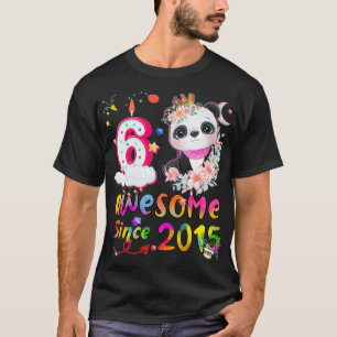 Kids 6 Years Old Awesome Since 2015 6th Birthday T-Shirt