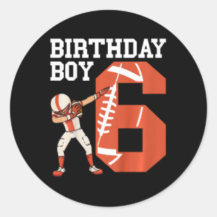 Kids 6 Years Old Boy Football Player 6th Football Classic Round Sticker