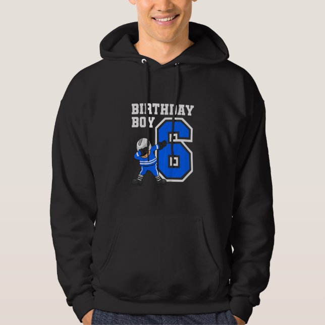 Kids 6 Years Old Boy Ice Hockey Player 6th Birthda Hoodie (Front)