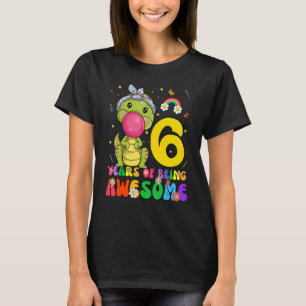 Kids 6 Years Old Boys Girls Cute Dinosaur 6th Bir T-Shirt