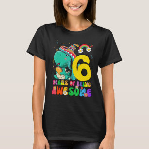 Kids 6 Years Old Boys Girls Cute Dinosaur 6th Bir T-Shirt
