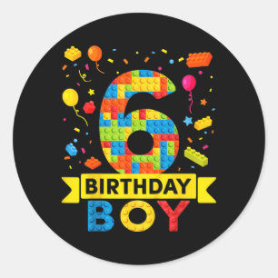 Kids 6 Years Old Building Blocks Builder 6th Classic Round Sticker