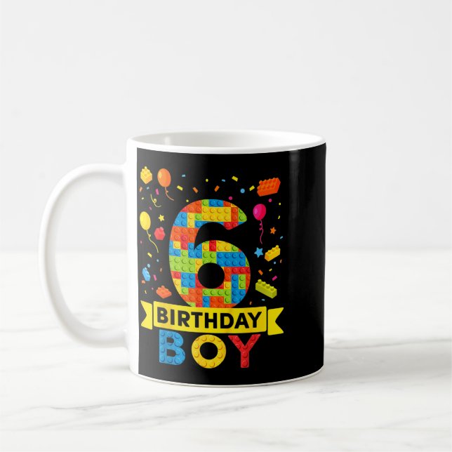 Kids 6 Years Old Building Blocks Builder 6th Coffee Mug (Left)