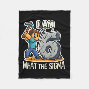 Kids 6 Years Old Sigma Pixel Art Mining Gamer Birt Fleece Blanket