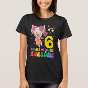 Kids 6 Years Old Teens 6th Birthday Boys Girls Awe T-Shirt