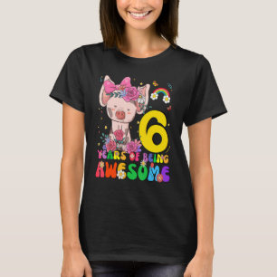 Kids 6 Years Old Teens 6th Birthday Boys Girls Awe T-Shirt