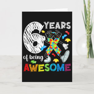 Kids 6th Autism Birthday Party Six Year Old Autist Card